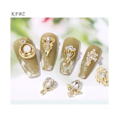 China Nail Art Decoration 2022 New 30 Styles To Choose Delicate Metal Patches Nail Art Rhinestones Apply To Diy Decorate Manicure Phone Case for sale