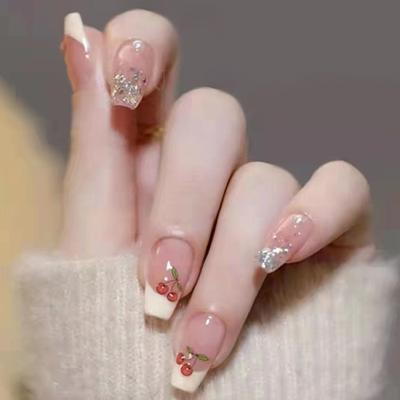 China Wholesale Luxury French Style Short 24pcs Square Press On Nail Art Tips Non Coffin False Nails Full Cover Nails for sale