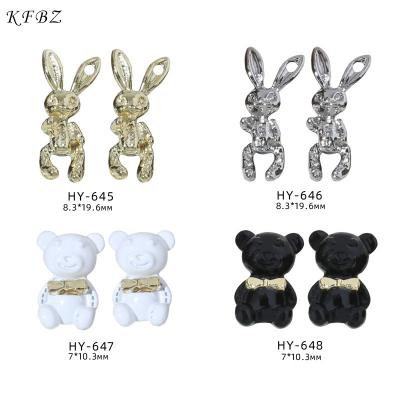 China Nail Art Decoration 3d Skull Rabbit Nail 2022 New Charm Colors Nail Mental Art Diy Ornaments For Finger Nails for sale