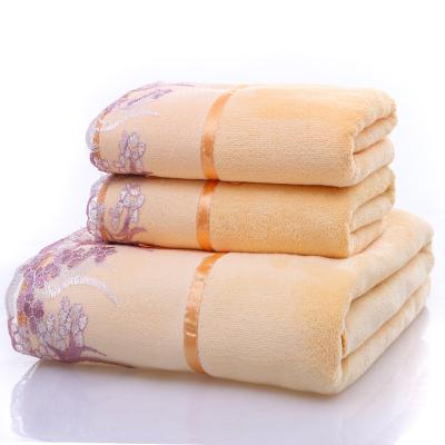 China Viable Fiber Thickened Bath Towel Set Hot Selling High Density Microfiber Towel 3 Pieces Bath Towel Set for sale