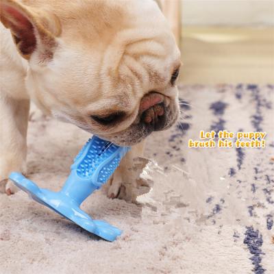 China Viable Toys Rubber Squeaky Toothbrush Pet Dental Care Aggressive Indestructible Interactive Dog Chew Toy for sale