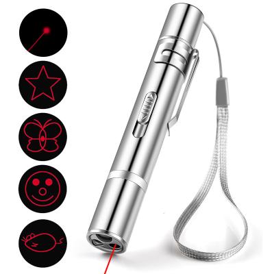 China Playing Cat Toys Electronic Interactive Rechargeable Laser Pointer Stainless Tube Cat Laser Toy Funny Interactive Laser Pointer For Cats for sale