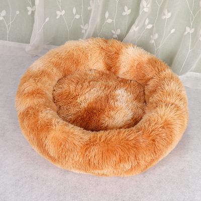 China Travel Faux Fur Dog Bed Long Hair Eco-Friendly Pet Bed Round Soothing Dog Bed for sale