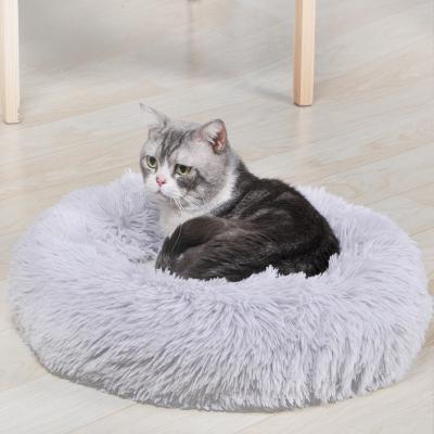 China Portable Travel Winter Sleep Warm Round Mat Soft Long Plush Cushion Pet Supplies Sofa Bed Dog for sale