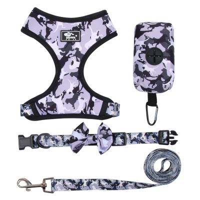 China Custom Designer Heavy Duty Luxury DETACHED Reflective Not Pull Soft Pet Products Dog Harness Set for sale