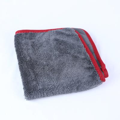 China Eco - Friendly Premium Car Washing Gray Towel Quick Dry And Absorbent Top With Covered Edge for sale