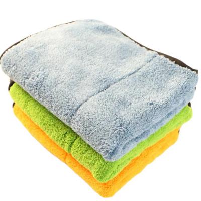 China 840GSM Scratch Free And Double Sided Eco-Friendly Coral Fleece Car Cleaning Towel Easy To Wash for sale