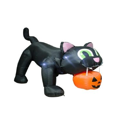 China Hot Selling Halloween 8 Feet Huge Black Cats With Pumpkin Tall Inflatable 243cm/8ft for sale