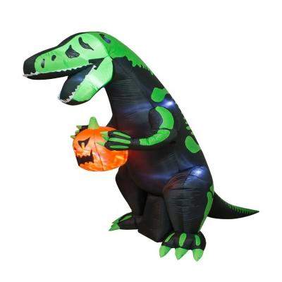 China 100% Polyester 180c/6ft Large Large Dinosaur Inflatable Pumpkin Standing Lantern For Halloween Decorations for sale