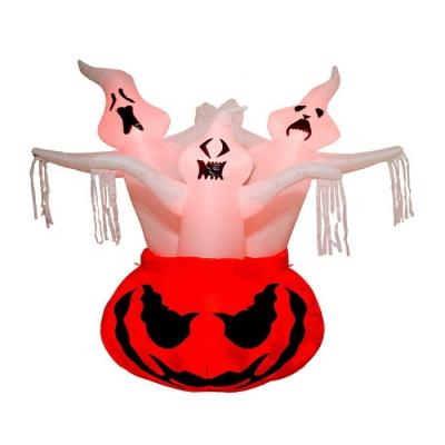 China Halloween Inflatable Pumpkin Three Ghost Decoration 7 Yard Decoration Indoor Outdoor Hot Sale Halloween Feet for sale