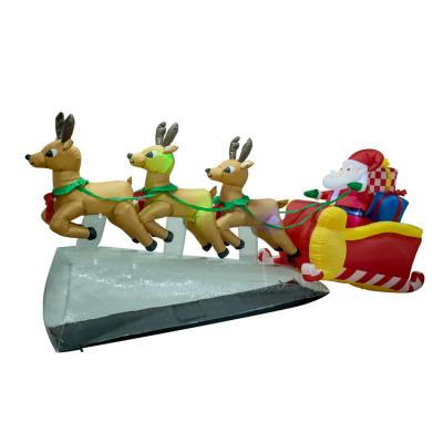 China Other Hot Sale 9.5ft Long Reindeer Pull Santa Claus Christmas Decoration Inflatable for sale