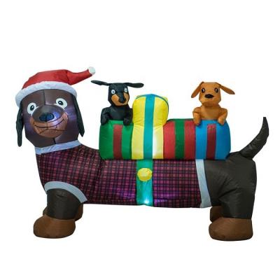 China Polyestar 4ft Inflatable Christmas Decoration Yard Dachshund Self Inflatable for sale