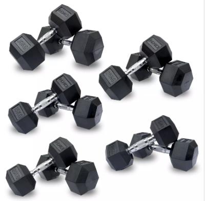 China Home Gym Hex Dumbbell Set FDFIT Standard Dumbbell Durable Rubber Round Dumbbells Exercise 5KG 7.5KG 10KG for sale