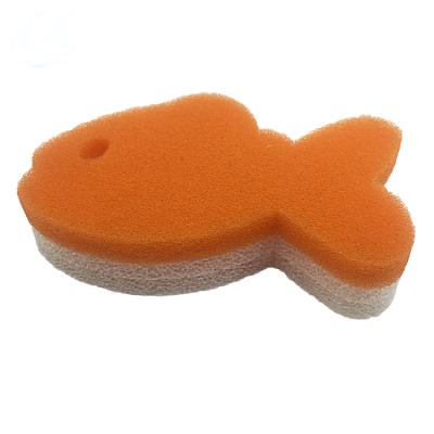 China All Natural Wholesale Custom Coral Bath Sponge Foam Child Yellow Fish Shape Baby Bath Sponge For Kids for sale