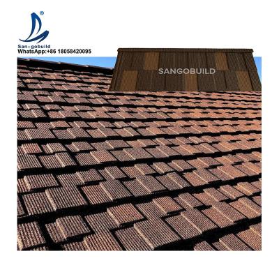 China Modern Metal Roofing Tiles Building Material Rainbow Stone Coated Tile for sale