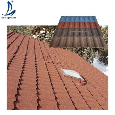 China Aluzinc Windproof Roofing Sheets Price In Ghana Roofing Sheet Milan Tile Corrugated Metal Stone Coated Roof Tile for sale