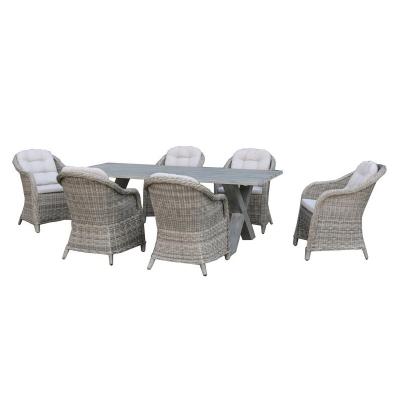 China Outdoor Garden Water Proof Weather Furniture Outdoor Furniture Brushed Aluminum Table Patio Restaurant Dining Set for sale