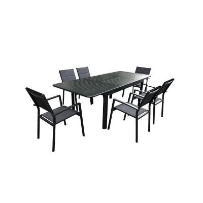 China Outdoor Weather Furniture Modern Aluminum Extension Table And Chair For Garden for sale