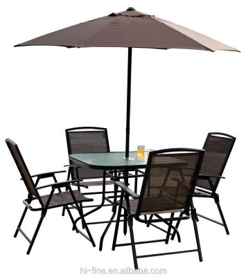 China Weather Resistant Outdoor Furniture Folding Chair Set With Umbrella for sale