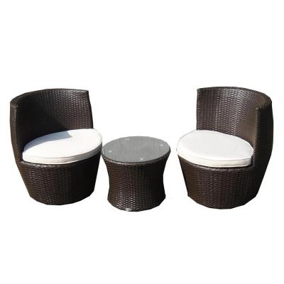 China Flat Weather Outdoor Furniture Outsunny Rattan Garden Furniture Set 3 Pcs Bistro Swivel Egg Chairs for sale