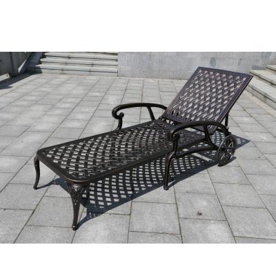 China Antique leisure cast aluminum sun sofa folding bed with wheel for sale for sale