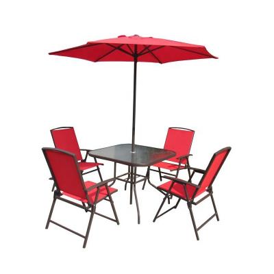 China Outdoor Weather Outdoor Furniture Modern Metal Folding Foldable Garden Chairs And Table Patio Furniture Garden Patio Set With Umbrella for sale