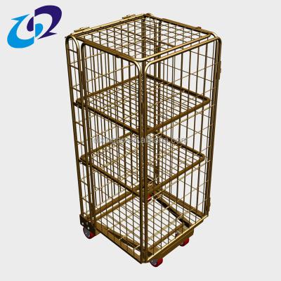 China Roll Container Easy Folding Structure And Four Wheel Wheel Shopping Trolley for sale