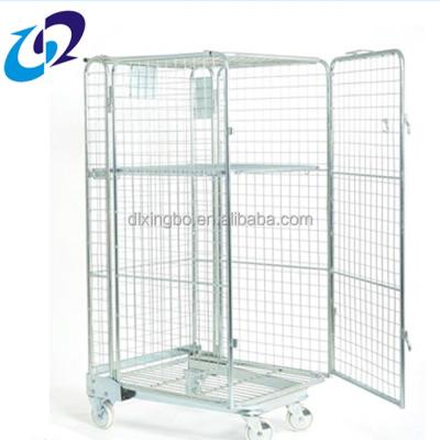 China Large Warehouse Metal Wire Easy Folding Rolling Storage Container for sale