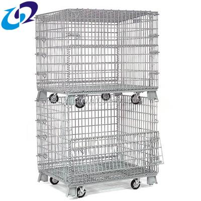 China Warehouse Collapsible Storage Container Warehouse Wire Mesh Collapsible Wire Mesh Roll Container for sale