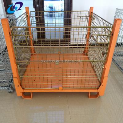 China Warehouse Cages Industrial Stackable Pallet Box Steel Warehouse Collapsible Wire Mesh Wire Container Heavy Duty for sale