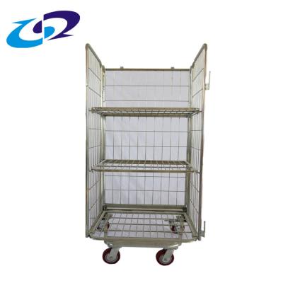 China Open Stackable Metal Warehouse Storage Roll Container Full With 4 Wheels for sale