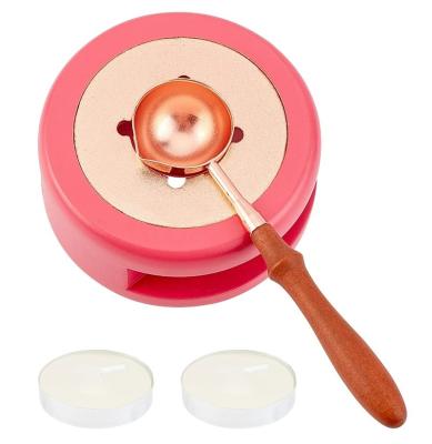 China Cute Pink Retro Wax Sealing Wood Melting Wax Spoon Wax Crucible Furnace Tool Furnace Candle for sale