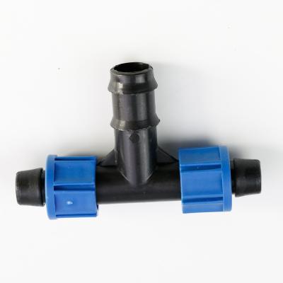 China Agricultural Plastic Irrigation Irrigation Systems 16mm PE Pipe Fitting Twist Lock Tee For Hose for sale