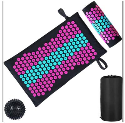 China Portable Acupressure Mat and Pillow Set with Bag Massage Mat for Neck Stimulator and Lower Back Pain Relief for sale