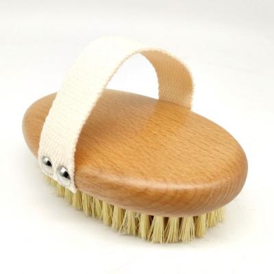 China All Natural Brand Logo Round Small Chinese Wood Body Brush Natural Dry Skin Bath Shower Clean Brush for sale