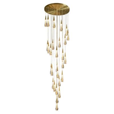 China Light Luxury Golden Led Luxury Nordic Style Modern Art K9 Water Drop Chandelier Led Hotel Large Crystal Chandelier for sale