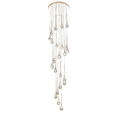 China European and American style living room building stair chandelier light luxury rotary crystal duplex large chandelier for sale