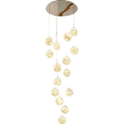 China European Modern Villa Crystal Staircase Chandelier Bubble Ball Chandelier LED Large Crystal Chandelier Lamp for sale