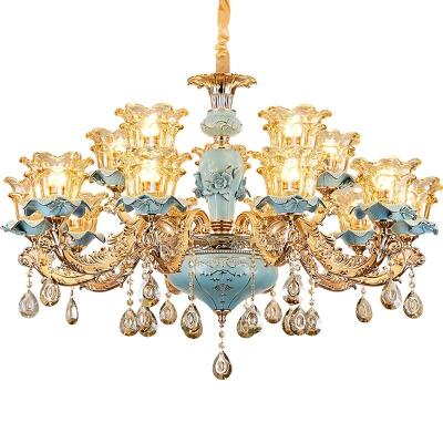 China European Modern Restaurant Crystal Chandelier Bedroom Chandelier European Style K9 Glass Bead Chandelier for sale