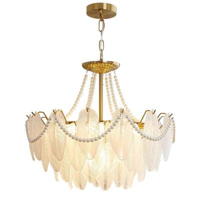 China Nordic Modern Luxury Living Room Bedroom Light LED Vertical Ostrich Feather Crystal Chandelier for sale