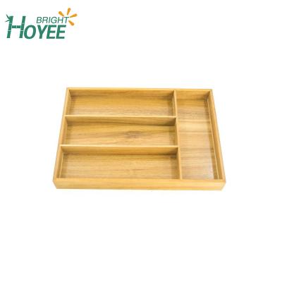 China Sustainable Tray Kitchen Bamboo Wooden Drawer Cutlery Organizer for sale