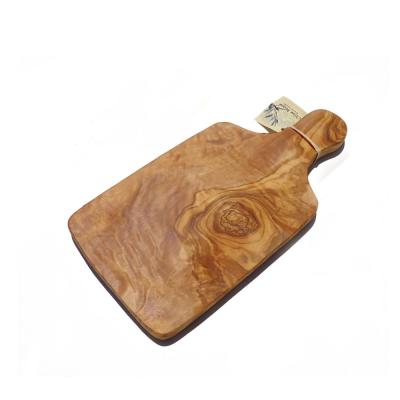 China Olive Wood Paddle Cheese Board Eco-Friendly Classic Cutting Board with Handle for sale