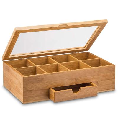 China Sustainable Natural Color Bamboo Tea Bag Organizer Storage Box for sale