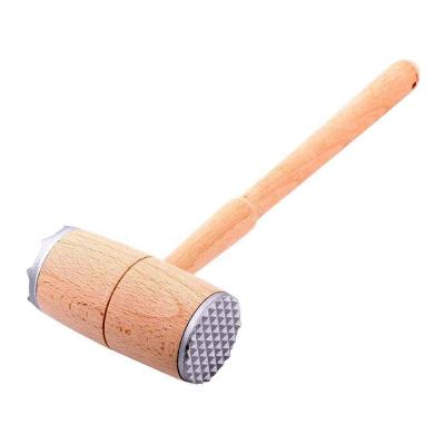 China Two Sides Meat Tenderizer Nut Hammer Mallet Pounder Aluminum Alloy Heads Viable Wooden Kitchen Tool for sale