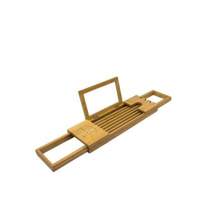 China Morden Sustainable Expandable Bamboo Storage Rack Bathtub Cart Tray For Bathroom for sale