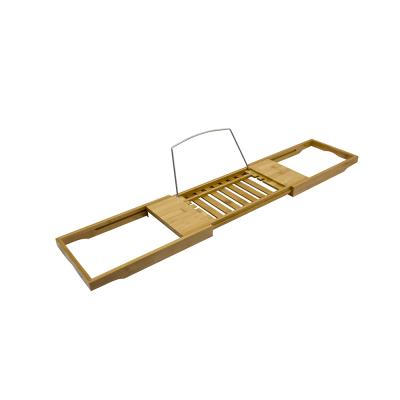 China Sustainable Expandable Bamboo Bathroom Storage Rack Tub Cart Tray for sale