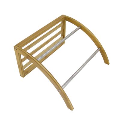 China Modern New Design Bathroom Shower Bath Bamboo Towel Rack Rack Stainless Steel Rack for sale