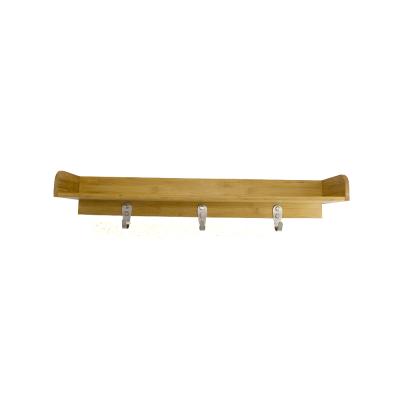 China Hotel Home Bathroom Wall Mounted High Quality Bamboo Towel Rack With 3 Hooks for sale