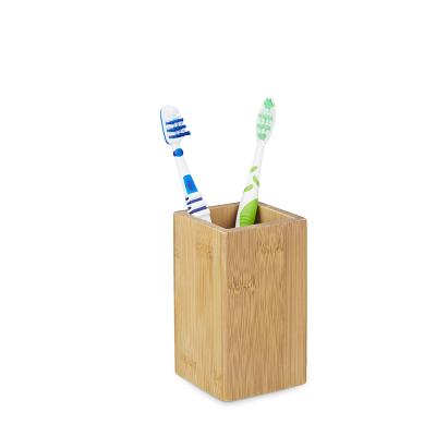 China Natural sustainable square bamboo toothbrush holder design for storing toothbrushes and toothpaste for sale