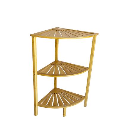 China Home Decoration Modern Natural Display 3 Tier Bamboo Corner Shelf for Sundries for sale